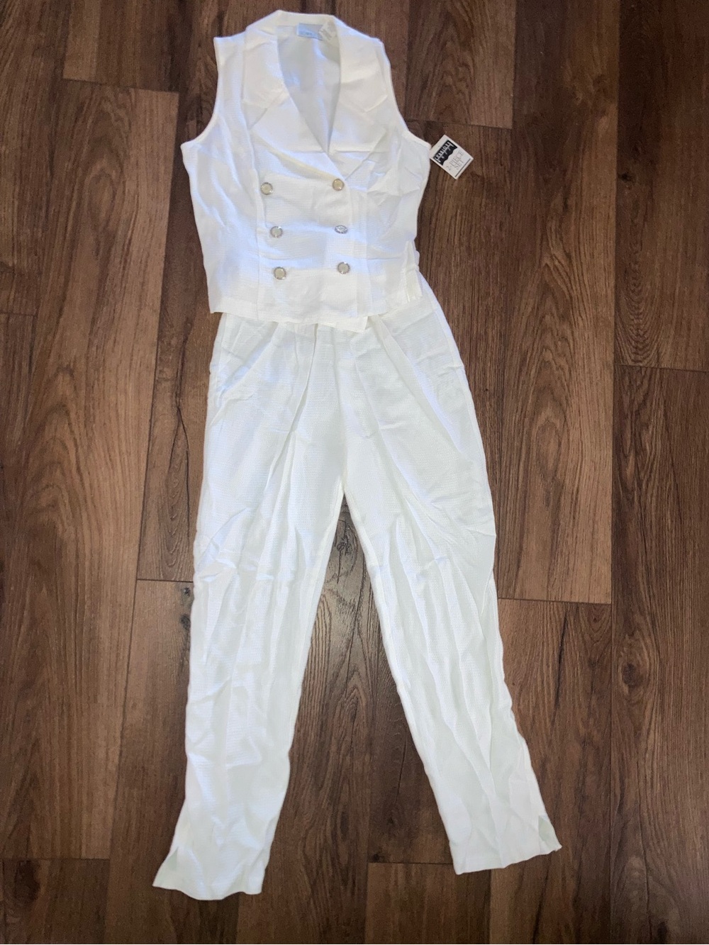 Scarlett women’s vintage vest and pant set in ivory new with tags size 8